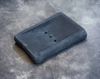 handmade hygienic large concrete soap dish with drainer