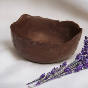 Decorative bowl made of concrete, jewelry bowl, decorative element on a sideboard, shelf for keys, concrete bowl, concrete decorative item, Brown