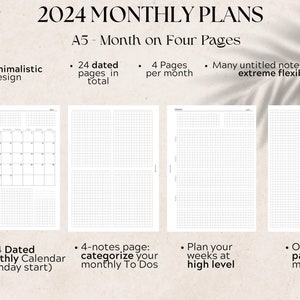 2024 Monthly Layout- 4 Pages per Month- Monday Start