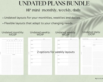 Undatierte HP mini Einlagen: Monats-, Wochen- und Tageslayouts