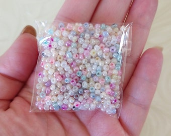 Pastel size 8 glass seed beads, 20 gram pack, jewelry making supplies, weaving looming, DIY bracelets earrings necklaces