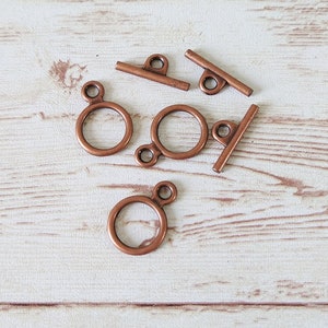 Antiqued copper toggle clasps, jewelry findings, jewelry making supplies, DIY bracelets necklaces, 12mm clasps, 5 sets per pack