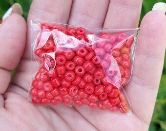 Red size 6 glass seed beads, 20 gram pack, jewelry making supplies, weaving looming, DIY bracelets earrings necklaces