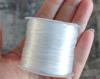 White elastic beading cord, 45 meter roll, 0.5mm thickness