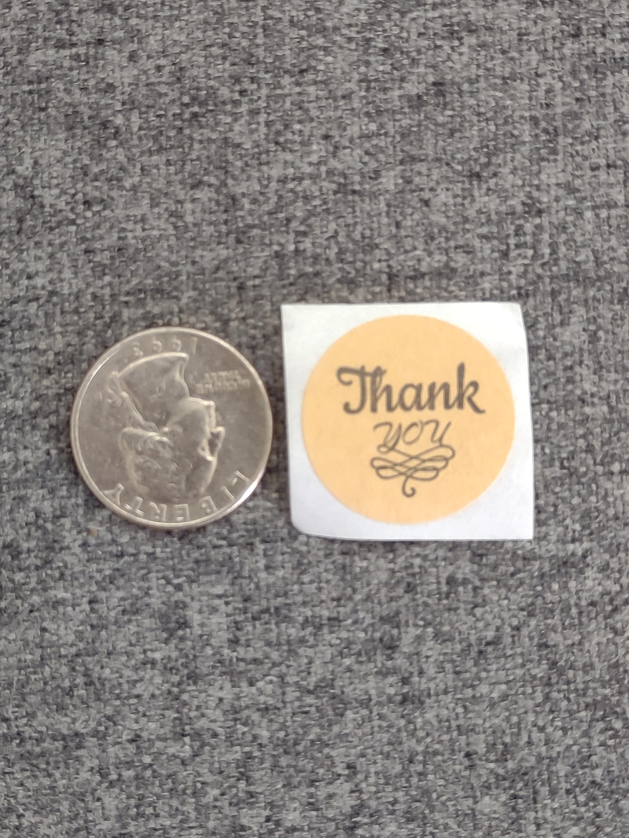 Kraft Paper Thank You Stickers, 1 Inch Round, Roll of Approximately 500 ...