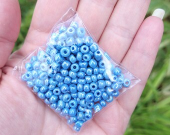 Blue size 6 glass seed beads, 20 gram pack, jewelry making supplies, weaving looming, DIY bracelets earrings necklaces, periwinkle