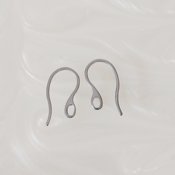 Stainless steel ear hooks, silver ear wires, jewelry making supplies, 22mm French ear hooks, 5 pair pack, DIY earring making findings