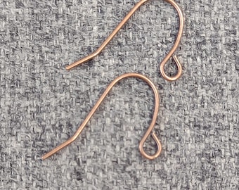 Copper plated iron ear wires, 19mm, pack of 10 or 20 pair