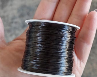Black elastic beading cord, 60 meter roll, 0.8mm thickness