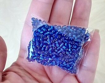 Dark blue size 8 glass seed beads, 20 gram pack, jewelry making supplies, weaving looming, DIY bracelets earrings necklaces