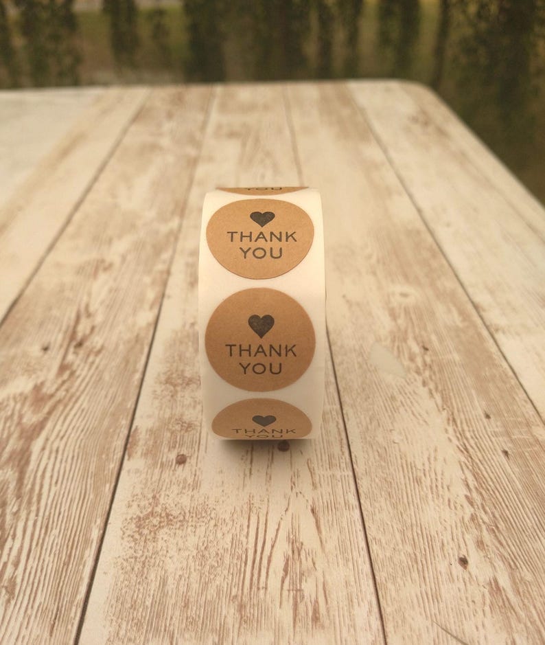 Kraft Paper 1 Inch Round Thank You Stickers, Roll of 500 - Etsy