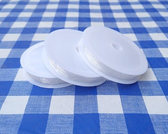 Clear elastic beading cord, 8.5 meter roll, 0.7mm thickness