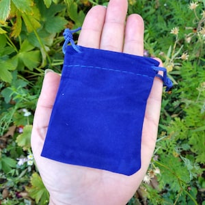 Blue velvet gift bag, 9x7 cm, party favors, wedding, jewelry pouch, drawstring bag, ready to ship, set of 5