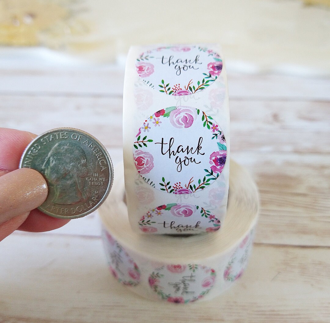 Flower Thank You Stickers, 1 Inch Round Roll of 500, Floral - Etsy