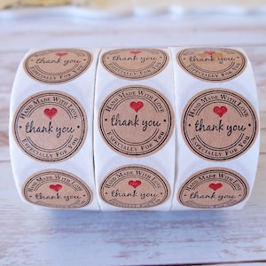 Thank you stickers, small business stickers, round thank you stickers, roll of 500 1 inch thank you stickers, packaging materials