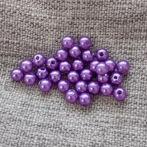 Purple round acrylic beads, faux pearls, jewelry making supplies, 6mm, 25/50/100 grams per pack