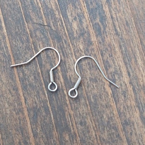 304 stainless steel ear hooks, earring supplies, jewelry findings, 10 pair 19mm, silver DIY earrings, beading