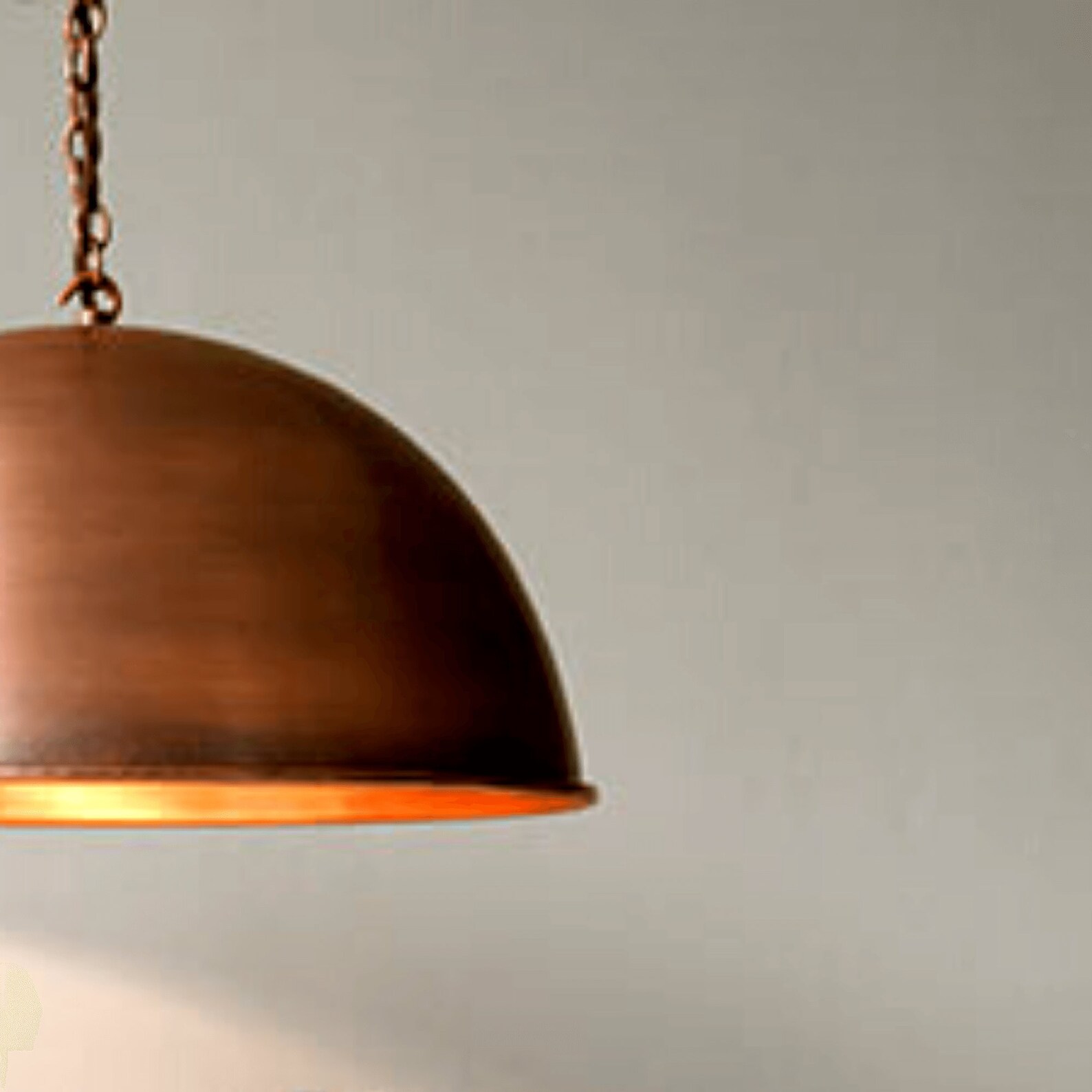 Set of 2 Copper Hanging Light, Copper Dome Ceiling Light, Modern Copper