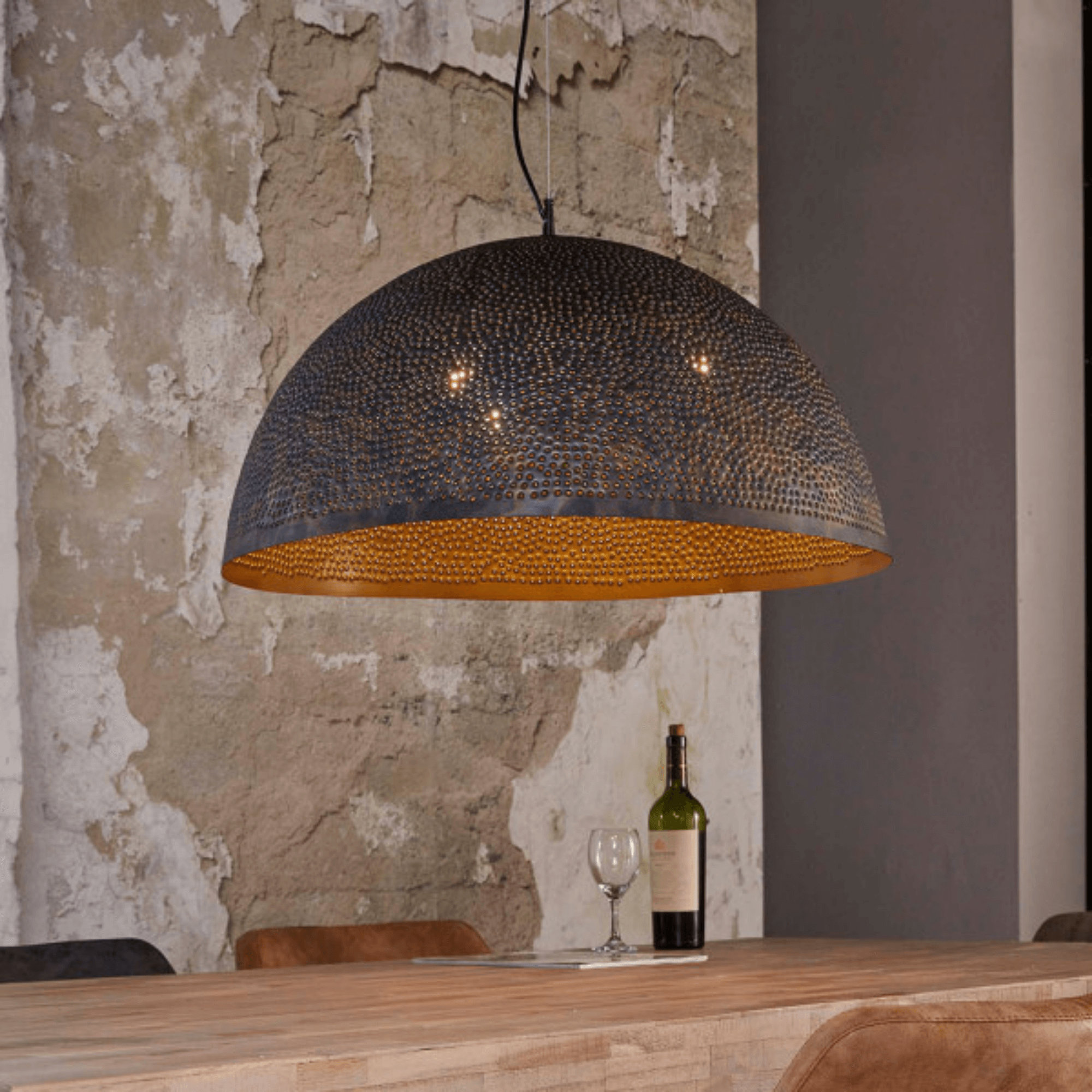 Set of 2 Black Ceiling Lamp Shades, Kitchen Island Pendant Lampshade, Perforated Metal Lamp ...
