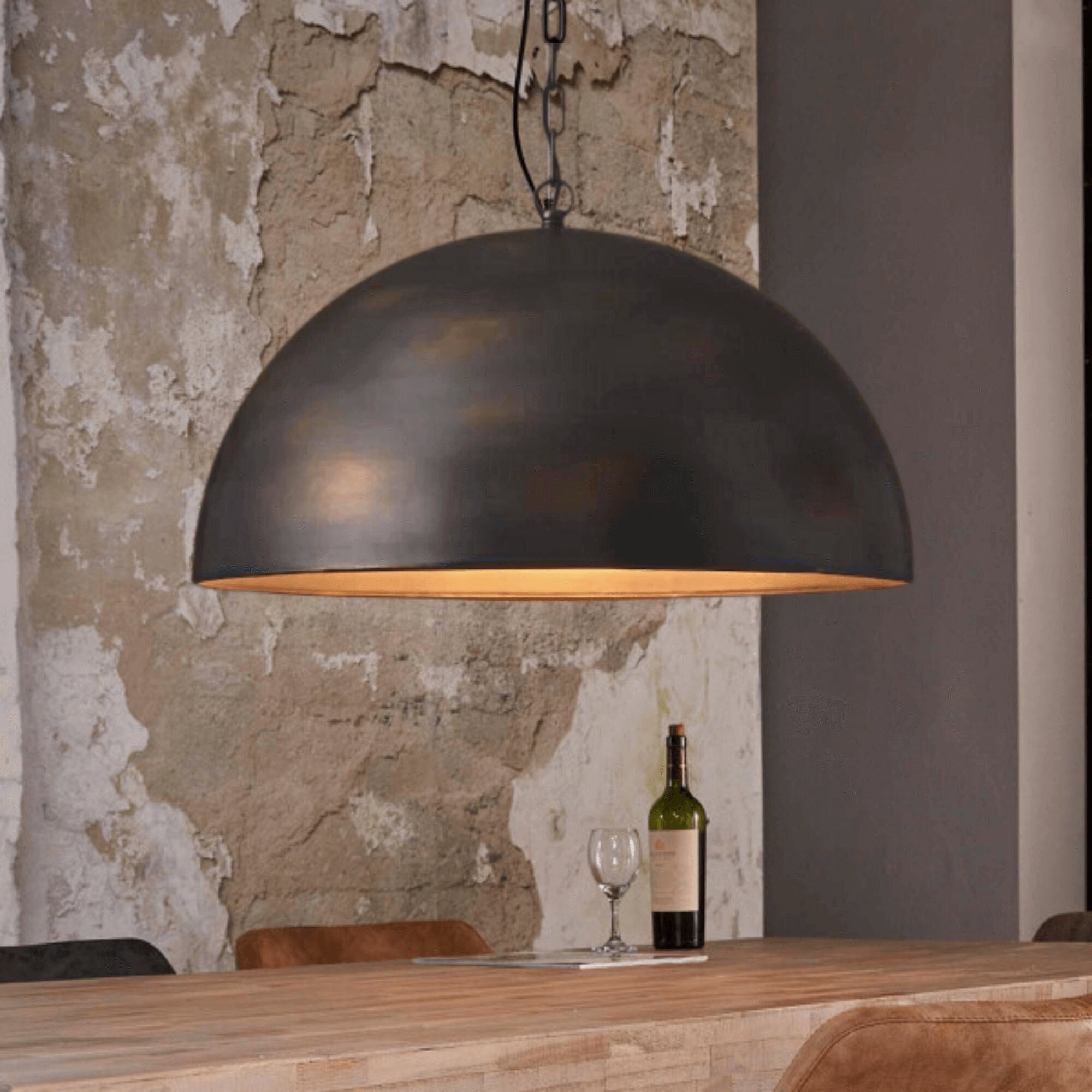 Black dome pendant light with gold interior online