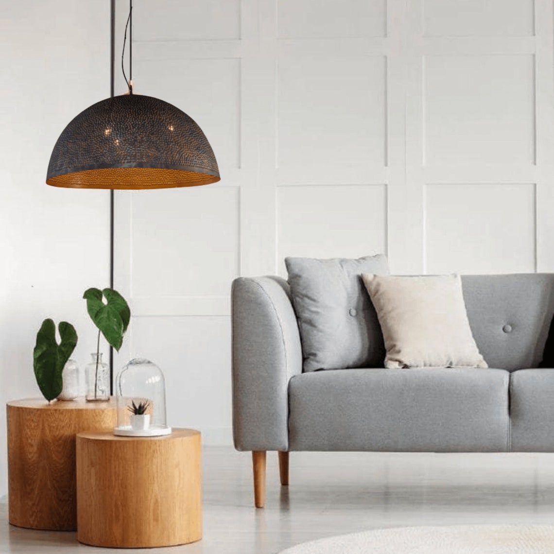 Set of 2 Black Ceiling Lamp Shades, Kitchen Island Pendant Lampshade