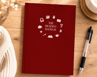 READING JOURNAL AESTHETIC | book lover gift | book tracker | physical | softcover a5 | dark red | booktok