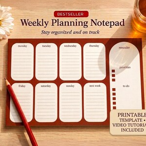 Weekly Planner Printable | Minimalist Weekly Planner PDF | Weekly To Do List Template | Printable Planner | red blue green |Instant Download
