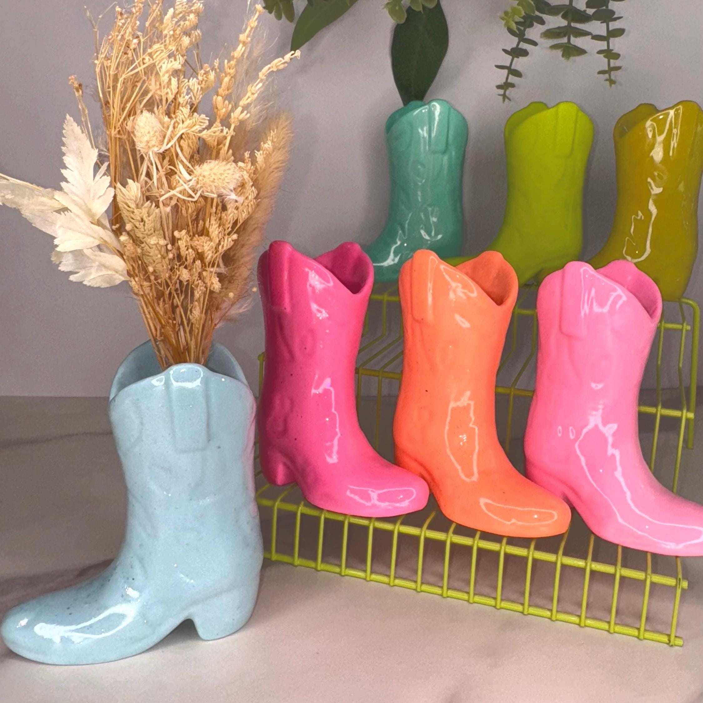 Custom Mini Cowboy Boot Vase *MADE TO ORDER* Country Western Decor, Bookshelf Decor