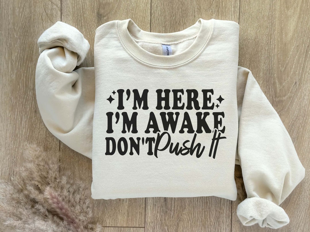 Sarcastic Sweatshirt, I'm Here I'm Awake Don't Push It Sweatshirt, Gift ...