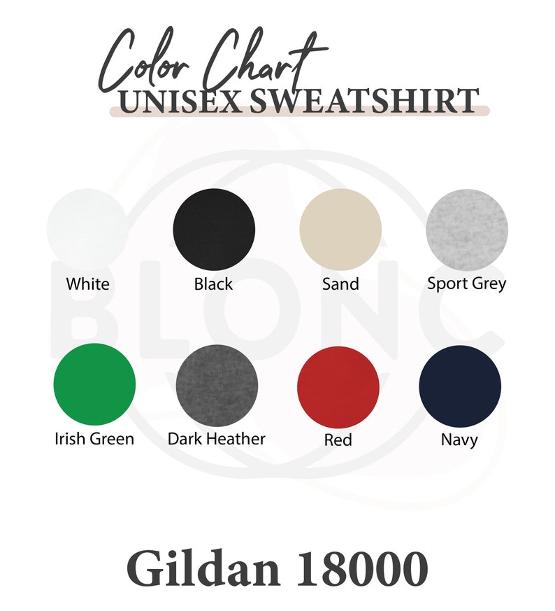 Sweatshirt color chart