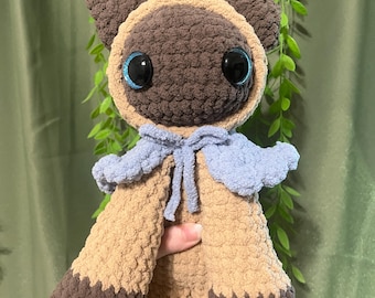 Siamkatze Plüschi | Gehäkelte Katze Plüsch | Handgefertigtes Geschenk | Kuscheltier | Chenille Garn