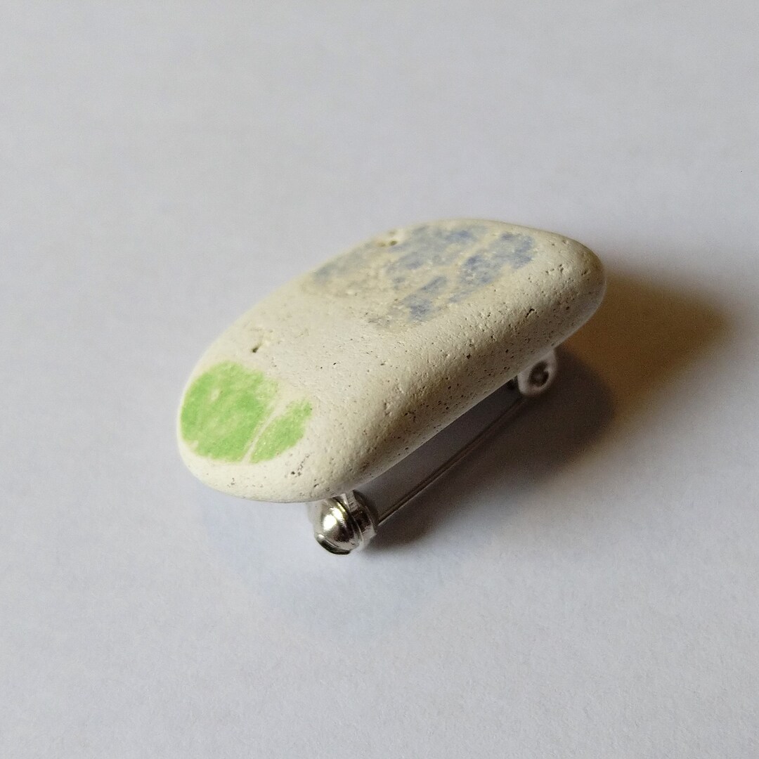 Sea Pottery Pin, Beach Combing Brooch, Badge, Scottish Sea Pottery