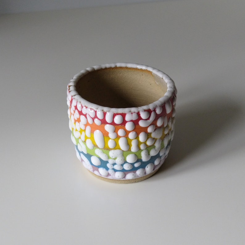 Small Ceramic Rainbow Succulent Planter with Crawl Glaze, LGBTQ, Gay, Pride Flag, Succulent, Cacti, Plant Pot, Wheel Thrown, Stripy Pottery image 5