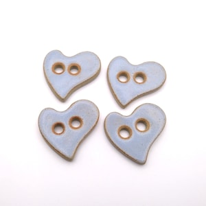 Handmade Heart Shaped Pottery, Ceramic Button, Powder Blue, Large, 38 mm, (priced at 4.50 per button)