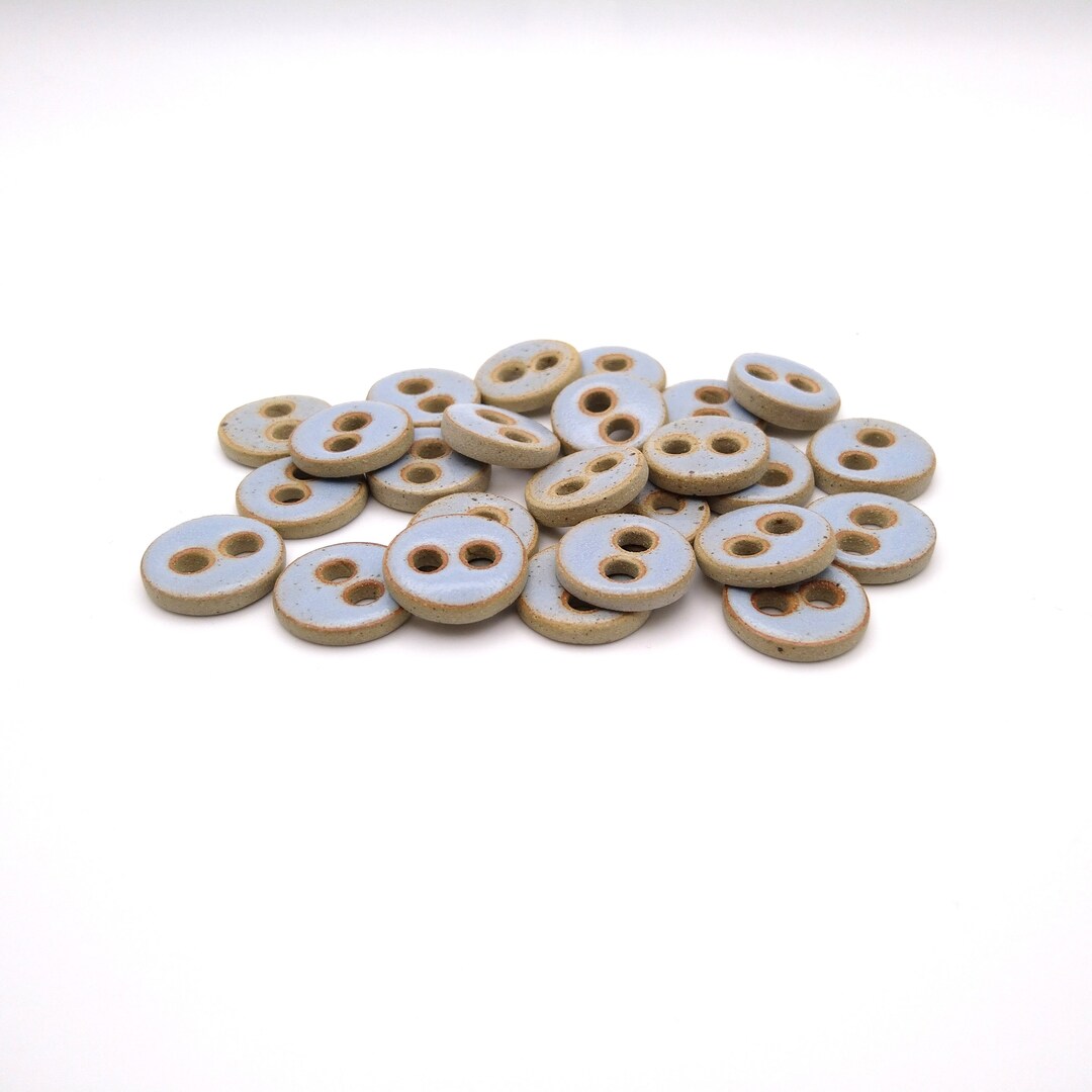 Ceramic Button Insert Handmade Round Pottery, Ceramic Button, Powder Blue, Small, 21 Mm ...