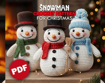 Snowman Christmas Amigurumi Crochet Pattern, Festive Friends PDF (Digital Download)