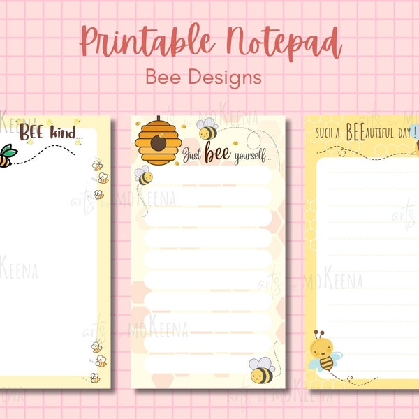 Printable Notepad -BEE Theme