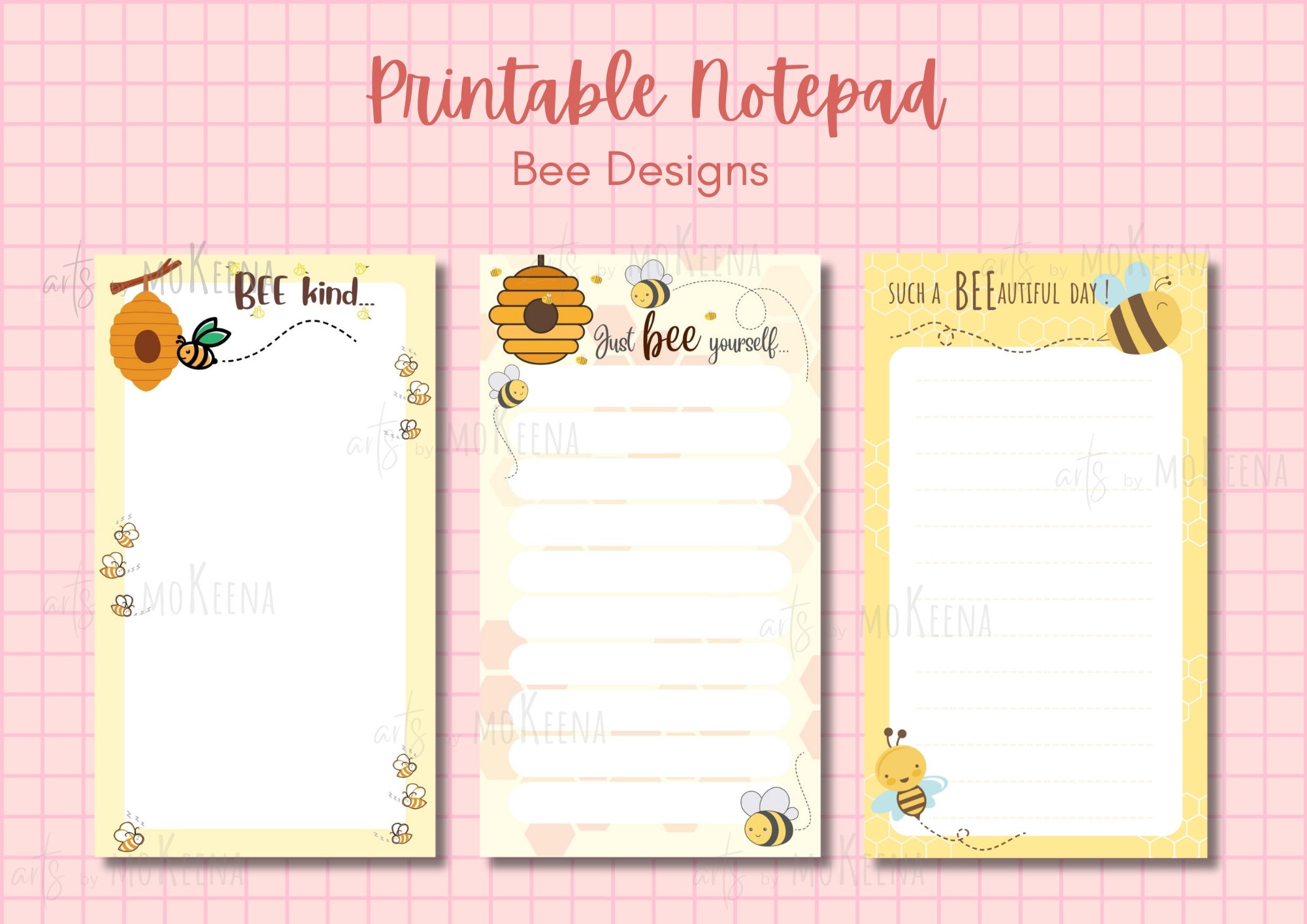 Printable Notepad Bundle - 3in1 - BEE Theme | Digital Downloadable ...