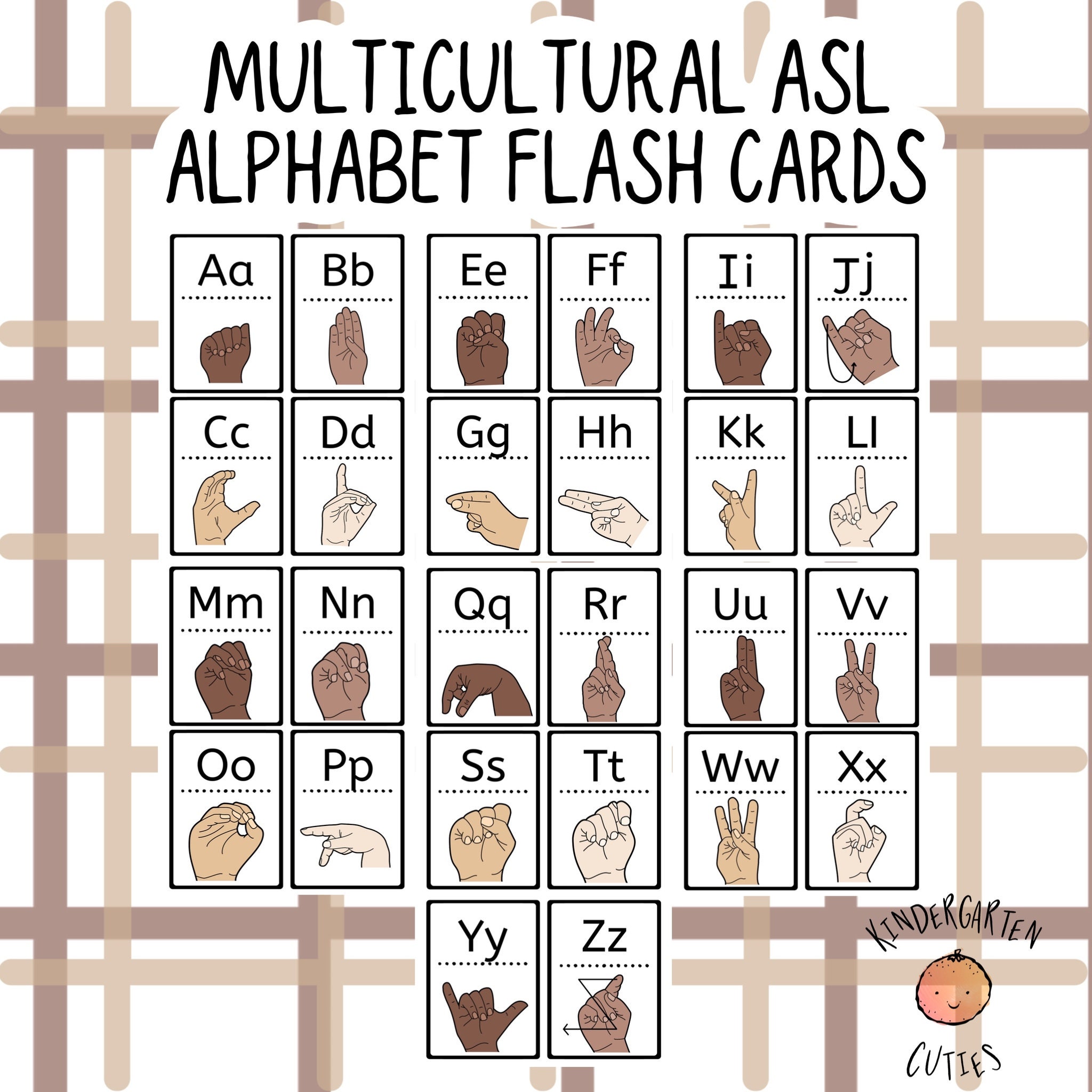 Multicultural ASL Alphabet Cards Etsy