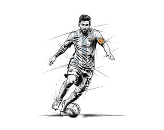 Lionel Messi Sketch Print: Minimalist Football Legend Art (Digital Download)