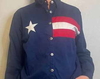 Vintage Navy Wrangler Button Up with Flag