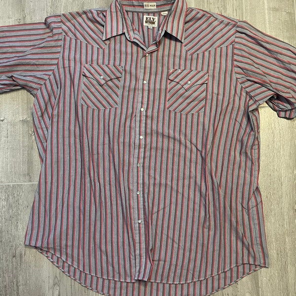 Vintage Gray & Red Stripped Ely Cattleman- MEN'S