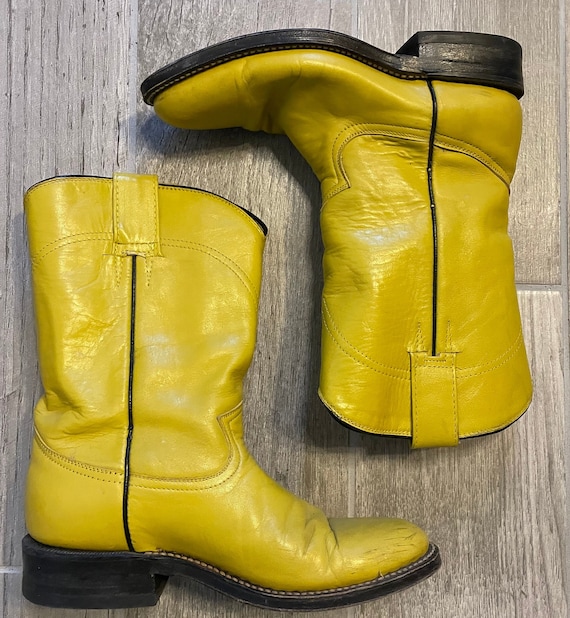 Vintage Yellow Justin Cowgirl Boots - image 2