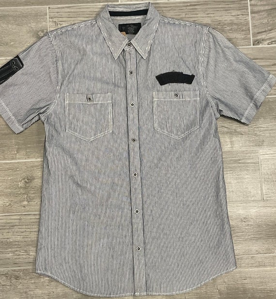 Stripped Harley Davidson Shirt with Patches