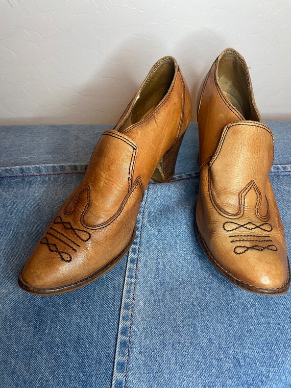 Vintage Quali Craft Western- Tan Leather Boots
