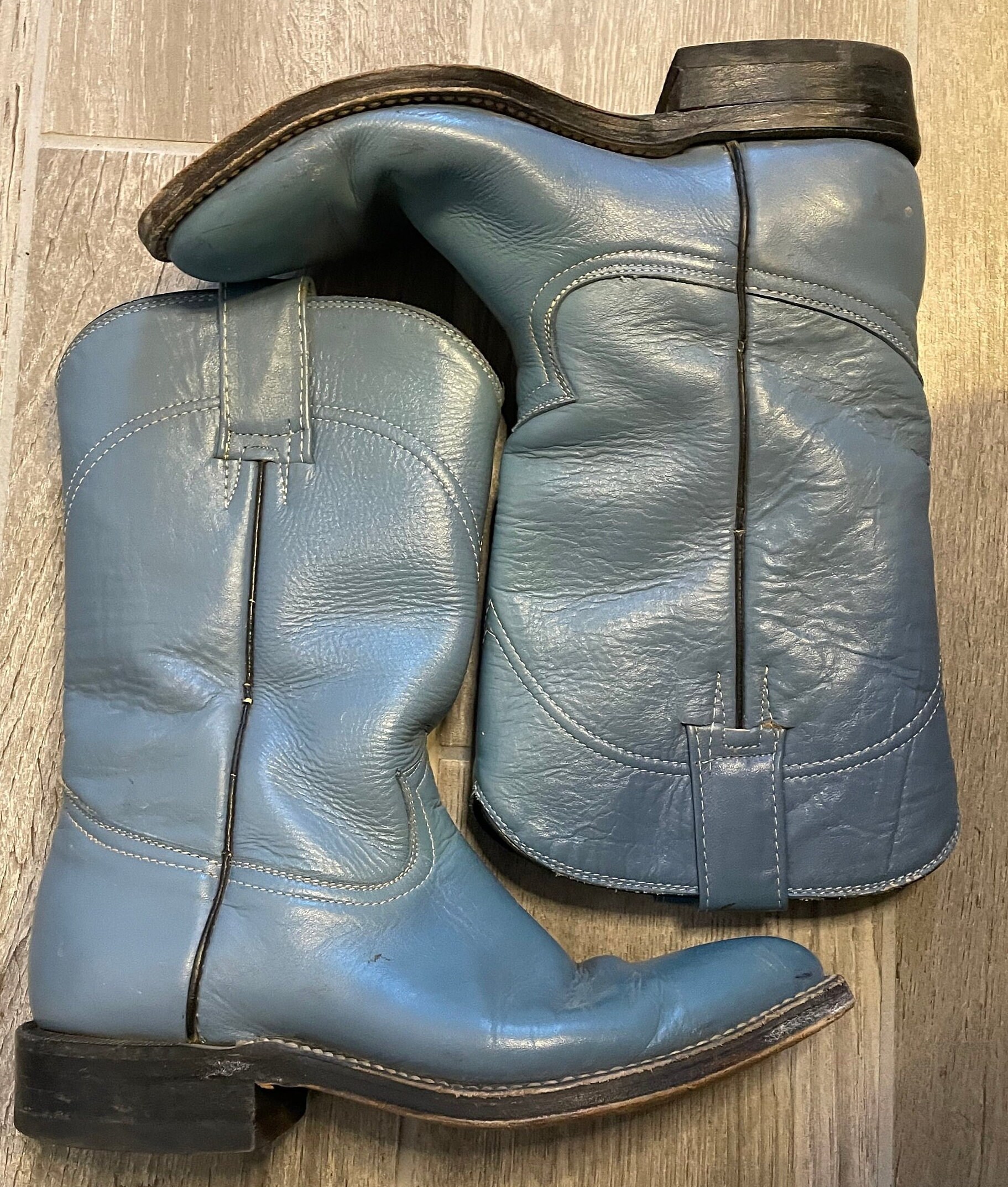 Vintage Baby Blue Cowgirl Boots Etsy
