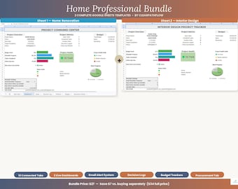 Home Professional Bundle | Google Sheets | Renovation Tracker + Interior Design Tracker