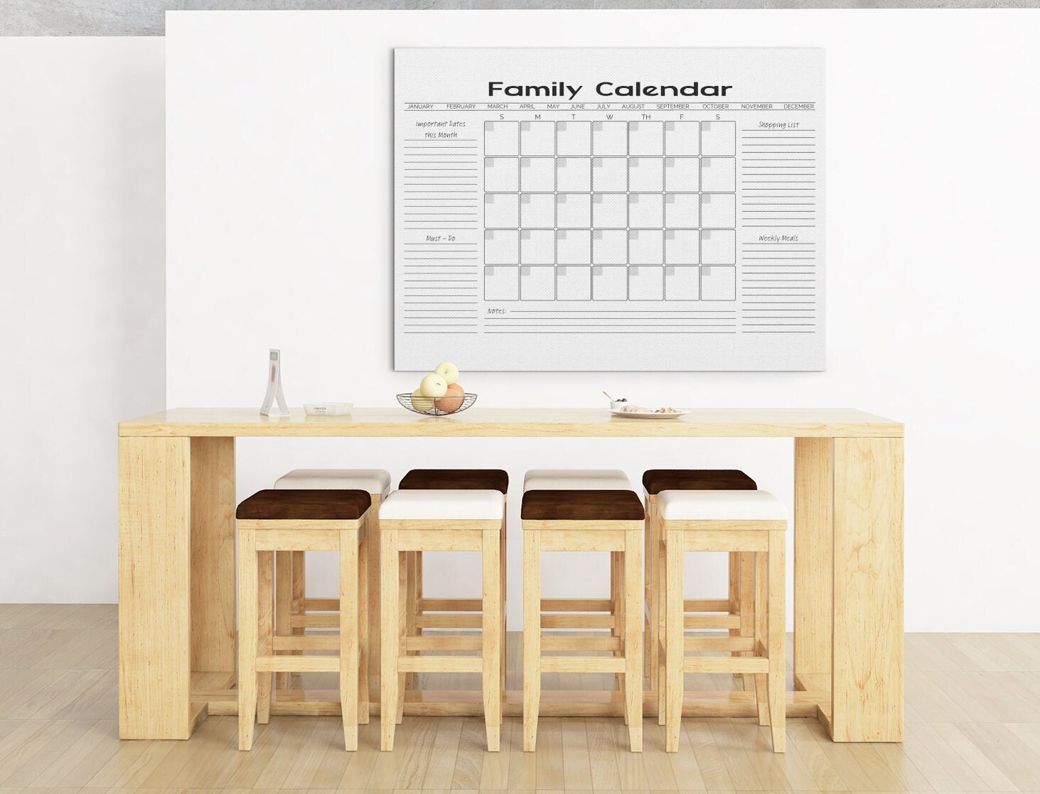 Printable Family Calendar Chalkboard Wall Art, Command Center, Family  Schedule Organizer, Chalkboard Art Modern Home Decoration