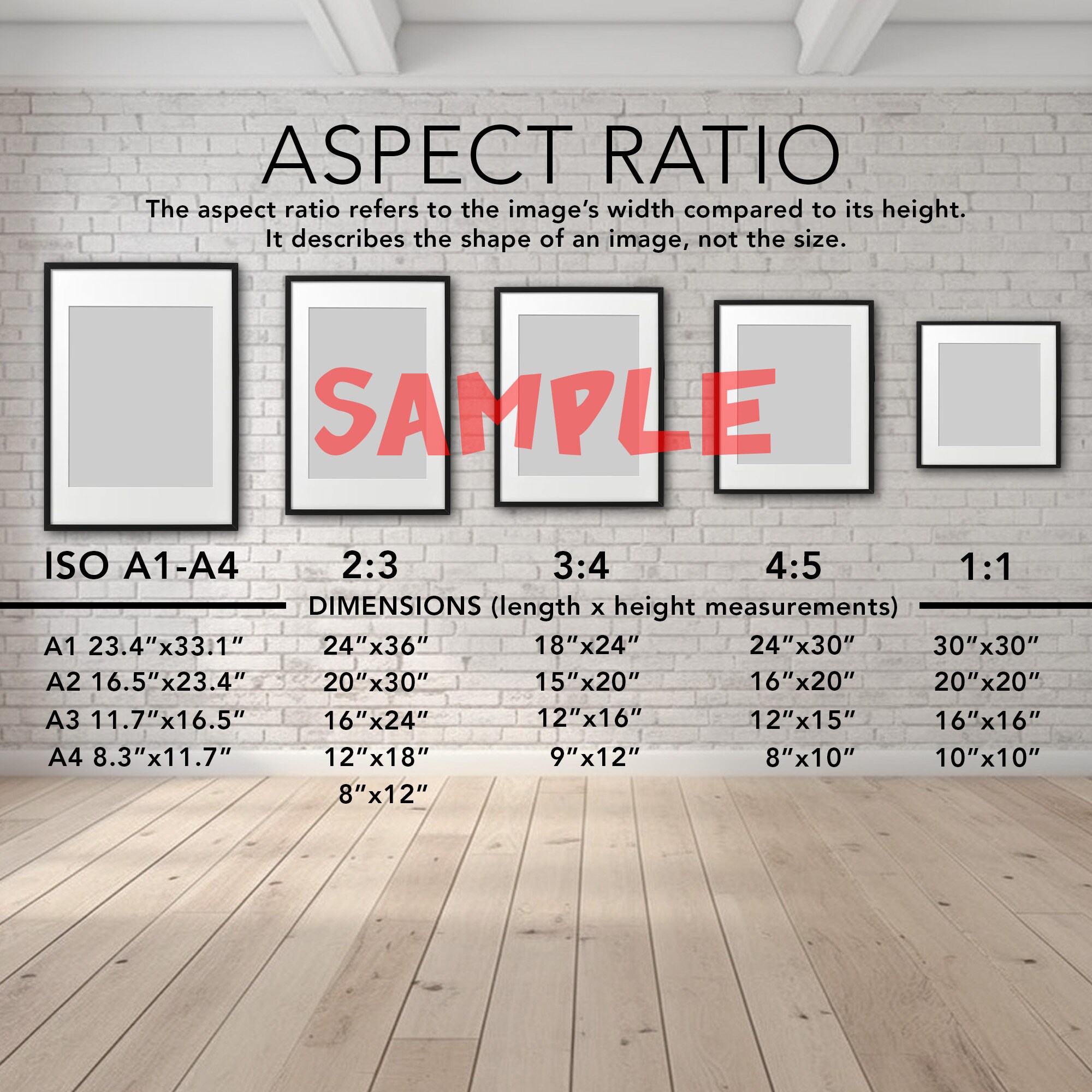 Wall Art Size Guide, Square Frame Sizes Guide, Canvas Size Guide, Poster  Sizes Guide, 1:1 Aspect Ratio, Square Wall Art Size Guide 