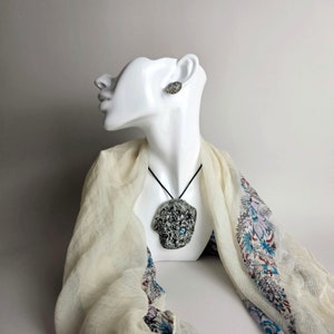 Conjunto de joyas de cristal celeste celestial • Collar de cerámica • Pendientes de porcelana hechos a mano • Colgante de luna • Con cristales • Regalo para ella